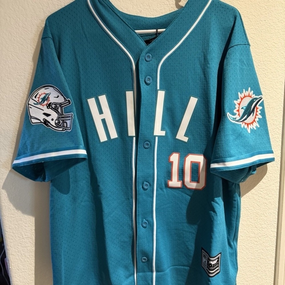 Pro Standard Miami Dolphins Tyreek Hill #10 Baseball Jersey Teal XL FMD1410270